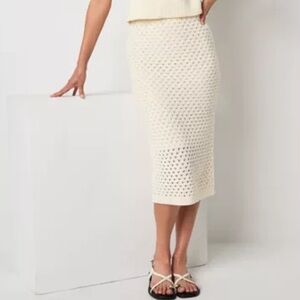 Banana Republic Cream Crochet Midi Skirt